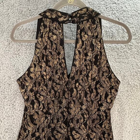 Cache Size 10‎ Dress Halter Top Open Back Gold Black Knee Length Party - Picture 9 of 9